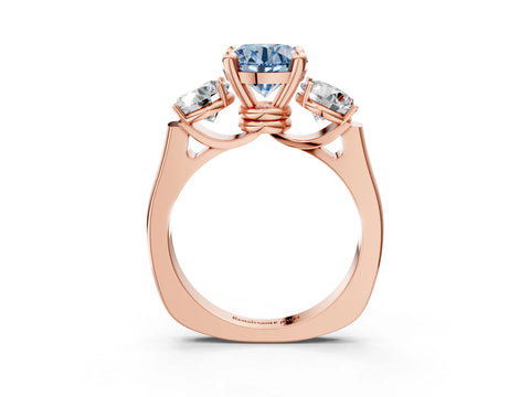 Rose gold Three-Stone Fancy Blue Round Cut Brilliant Diamond Trellis Ring with Comfort Fit Band_15