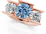 Rose gold Three Stone Fancy Blue Round Cut Cut Channel Set Diamond Ring_1