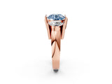 Rose gold Three Stone Fancy Blue Round Cut Cut Channel Set Diamond Ring_2