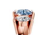 Rose gold Three Stone Fancy Blue Round Cut Cut Channel Set Diamond Ring_5