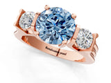 Rose gold Three-Stone Fancy Blue Round Cut Cut Classic Band Prong Setting Ring_1