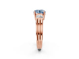 Rose gold Three-Stone Fancy Blue Round Cut Cut Classic Band Prong Setting Ring_2