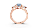 Rose gold Three-Stone Fancy Blue Round Cut Cut Classic Band Prong Setting Ring_3