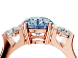 Rose gold Three-Stone Fancy Blue Round Cut Cut Classic Band Prong Setting Ring_4