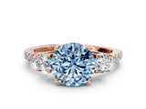 Rose gold Three-Stone Fancy Blue Round Cut Cut Diamond Pavé Band with Prong Setting_27