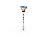 Rose gold Three-Stone Fancy Blue Round Cut Cut Diamond Pavé Band with Prong Setting_29