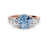 Rose gold Three-Stone Fancy Blue Round Cut Cut Diamond Pavé Band with Prong Setting_39