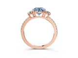 Rose gold Three-Stone Fancy Blue Round Cut Cut Diamond Pavé Band with Prong Setting_42