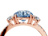 Rose gold Three-Stone Fancy Blue Round Cut Cut Diamond Pavé Band with Prong Setting_43