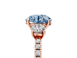 Rose gold Three-Stone Fancy Blue Round Cut Cut Diamond Pavé Band with Prong Setting_44