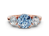 Rose gold Three-Stone Fancy Blue Round Cut Cut Diamond Ring with Channel Set Band and Four-Prong Setting_24