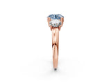 Rose gold Three-Stone Fancy Blue Round Cut Cut Diamond Ring with Channel Set Band and Four-Prong Setting_26