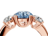 Rose gold Three-Stone Fancy Blue Round Cut Cut Diamond Ring with Channel Set Band and Four-Prong Setting_28