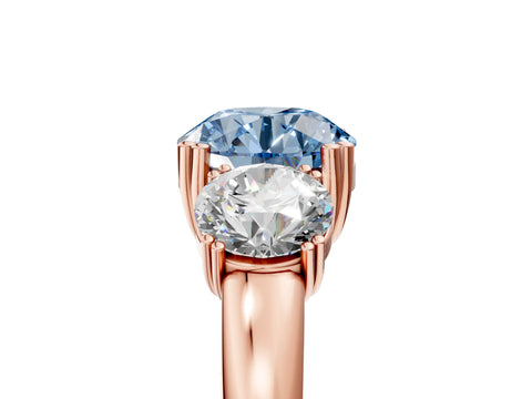 Rose gold Three-Stone Fancy Blue Round Cut Cut Diamond Ring with Channel Set Band and Four-Prong Setting_5