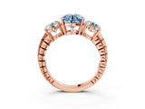 Rose gold Three-Stone Fancy Blue Round Cut Cut Diamond Ring with Channel-Set Band and Prong Setting_3