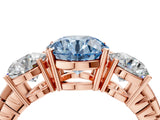 Rose gold Three-Stone Fancy Blue Round Cut Cut Diamond Ring with Channel-Set Band and Prong Setting_4