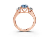 Rose gold Three-Stone Fancy Blue Round Cut Cut Diamond Ring with Prong Setting and Classic Band_3