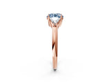 Rose gold Three-Stone Fancy Blue Round Cut Cut Diamond Ring with Trillion Side Stones and Four-Prong Setting_5