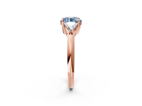 Rose gold Three-Stone Fancy Blue Round Cut Cut Diamond Ring with Trillion Side Stones and Four-Prong Setting_5