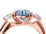 Rose gold Three-Stone Fancy Blue Round Cut Cut Diamond Ring with Trillion Side Stones and Four-Prong Setting_7