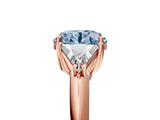 Rose gold Three-Stone Fancy Blue Round Cut Cut Diamond Ring with Trillion Side Stones and Four-Prong Setting_8