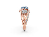 Rose gold Three-Stone Fancy Blue Round Cut Cut Diamond Split Shank Prong Set Ring_2