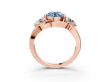 Rose gold Three-Stone Fancy Blue Round Cut Cut Diamond Split Shank Prong Set Ring_3