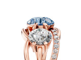 Rose gold Three-Stone Fancy Blue Round Cut Cut Diamond Split Shank Prong Set Ring_5