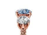 Rose gold Three-Stone Fancy Blue Round Cut Cut Milgrain Band Prong Setting Ring_5