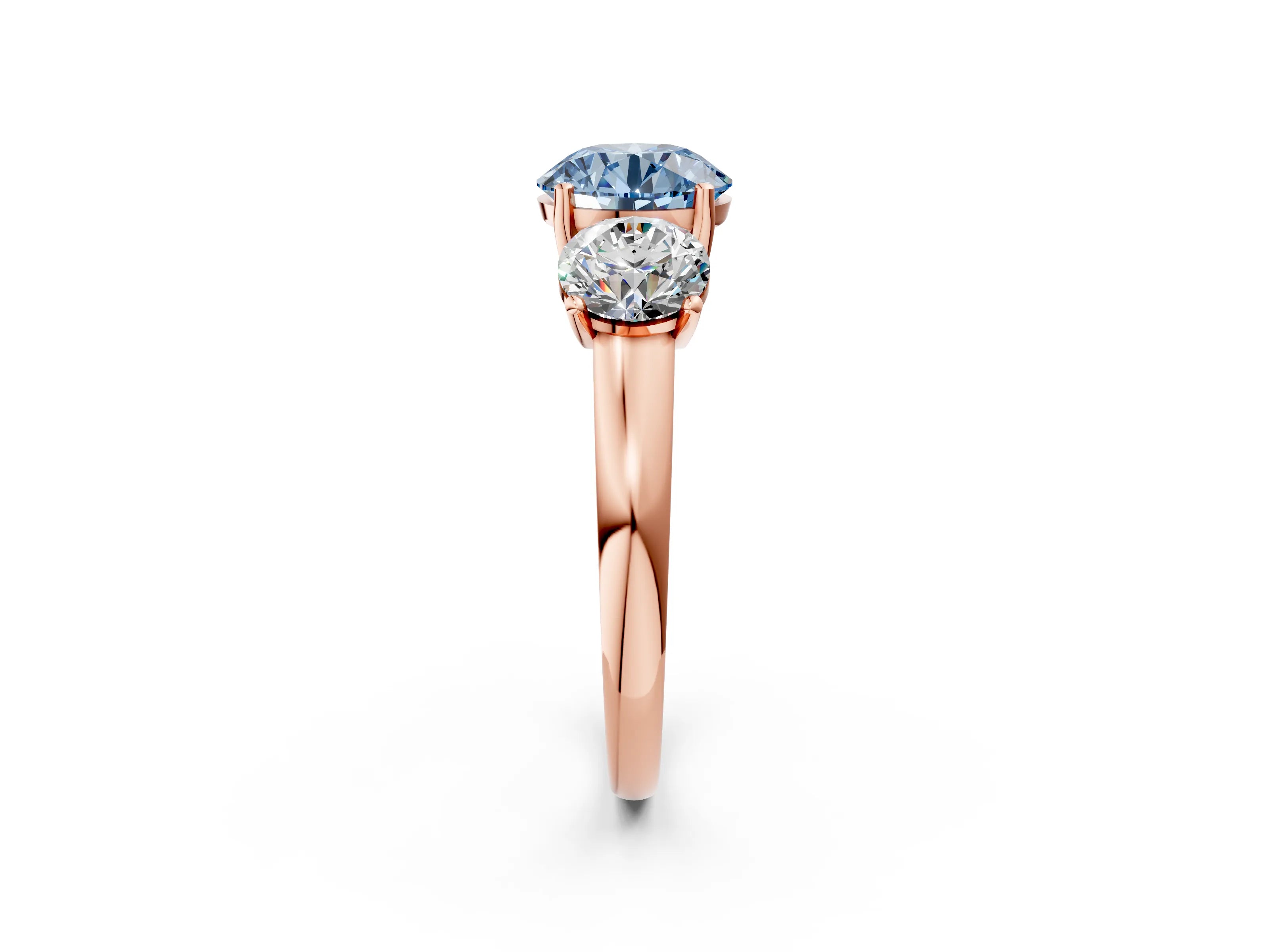 Rose gold Three-Stone Fancy Blue Round Cut Cut Solitaire Ring with Classic Prong Setting_2