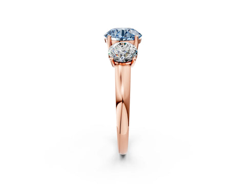 Rose gold Three-Stone Fancy Blue Round Cut Cut Solitaire Ring with Classic Prong Setting_2