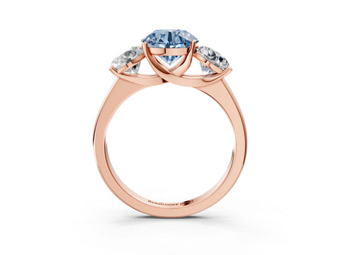 Rose gold Three-Stone Fancy Blue Round Cut Cut Solitaire Ring with Classic Prong Setting_3