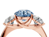 Rose gold Three-Stone Fancy Blue Round Cut Cut Solitaire Ring with Classic Prong Setting_4