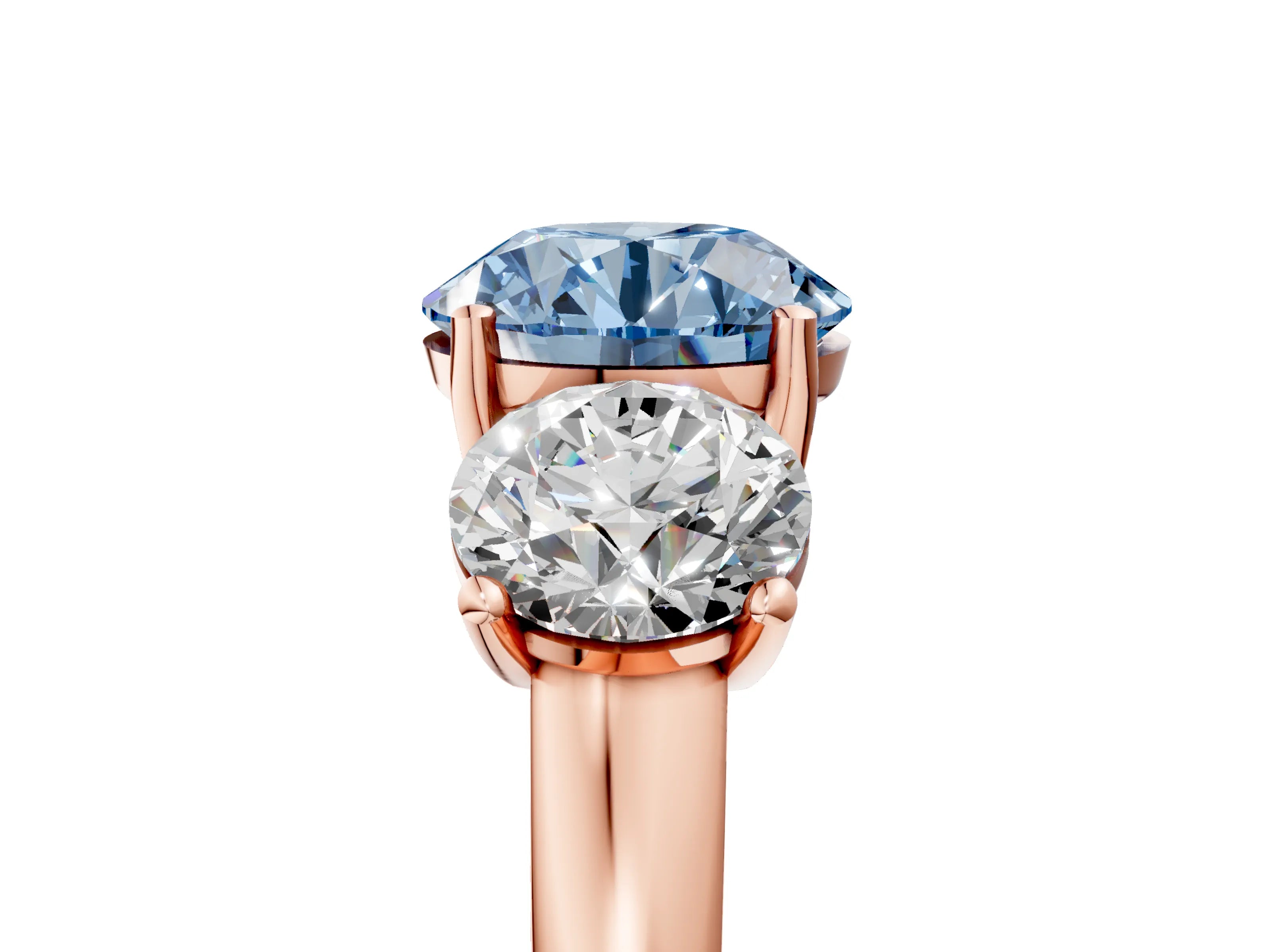 Rose gold Three-Stone Fancy Blue Round Cut Cut Solitaire Ring with Classic Prong Setting_5