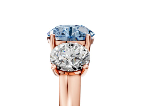 Rose gold Three-Stone Fancy Blue Round Cut Cut Solitaire Ring with Classic Prong Setting_5