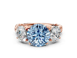 Rose gold Three-Stone Fancy Blue Round Cut Diamond Braided Band Ring with Four-Prong Setting_39