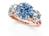 Rose gold Three-Stone Fancy Blue Round Cut Diamond Braided Band Ring with Four-Prong Setting_40