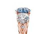 Rose gold Three-Stone Fancy Blue Round Cut Diamond Braided Band Ring with Four-Prong Setting_44