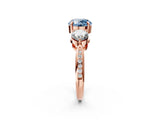 Rose gold Three-Stone Fancy Blue Round Cut Diamond Channel Set Engagement Ring with Prong Setting_2
