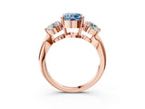 Rose gold Three-Stone Fancy Blue Round Cut Diamond Channel Set Engagement Ring with Prong Setting_3