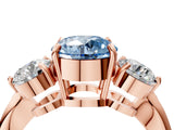 Rose gold Three-Stone Fancy Blue Round Cut Diamond Channel Set Engagement Ring with Prong Setting_4