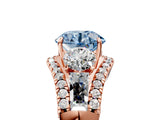 Rose gold Three-Stone Fancy Blue Round Cut Diamond Engagement Ring with Pave Band and Prong Setting_5