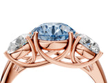 Rose gold Three-Stone Fancy Blue Round Cut Diamond Engagement Ring with Prong Setting_7