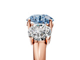 Rose gold Three-Stone Fancy Blue Round Cut Diamond Engagement Ring with Prong Setting_8