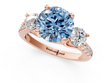 Rose gold Three-Stone Fancy Blue Round  Cut Diamond Pavé Band with Four-Prong Setting_29