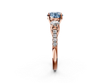 Rose gold Three-Stone Fancy Blue Round  Cut Diamond Pavé Band with Four-Prong Setting_30
