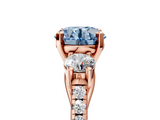Rose gold Three-Stone Fancy Blue Round  Cut Diamond Pavé Band with Four-Prong Setting_33