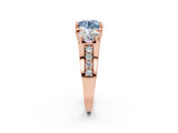 Rose gold Three-Stone Fancy Blue Round  Cut Diamond Ring with Channel-Set Band and Four-Prong Setting_52