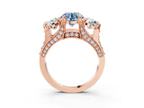 Rose gold Three-Stone Fancy Blue Round  Cut Diamond Ring with Channel-Set Band and Four-Prong Setting_53