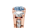 Rose gold Three-Stone Fancy Blue Round  Cut Diamond Ring with Channel-Set Band and Four-Prong Setting_55